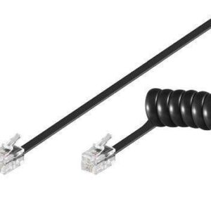 Cavo telefonico spiralato 2mt Nero RJ10 4P4C INTELLINET