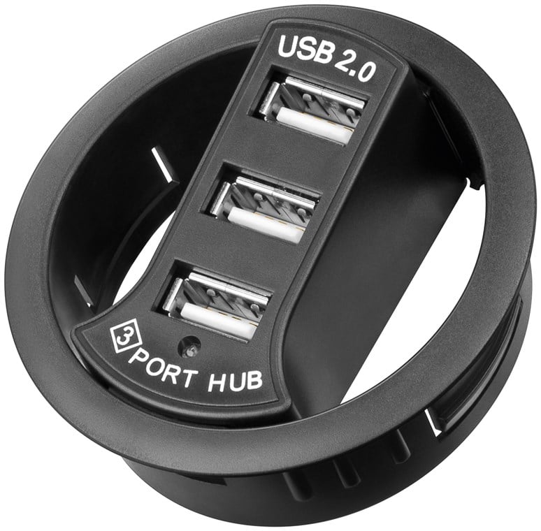 Hub USB 2.0 a 3 porte In-Desk: compatto e pratico GOOBAY