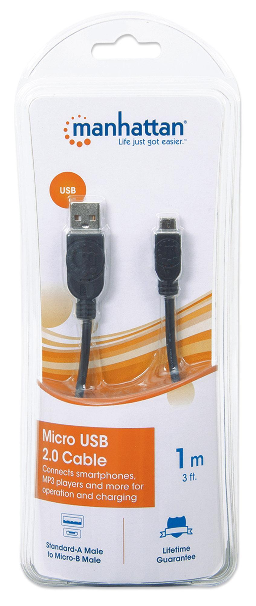 Cavo USB 2.0 Hi-Speed A maschio/Micro B maschio 1 m in Blister MANHATTAN