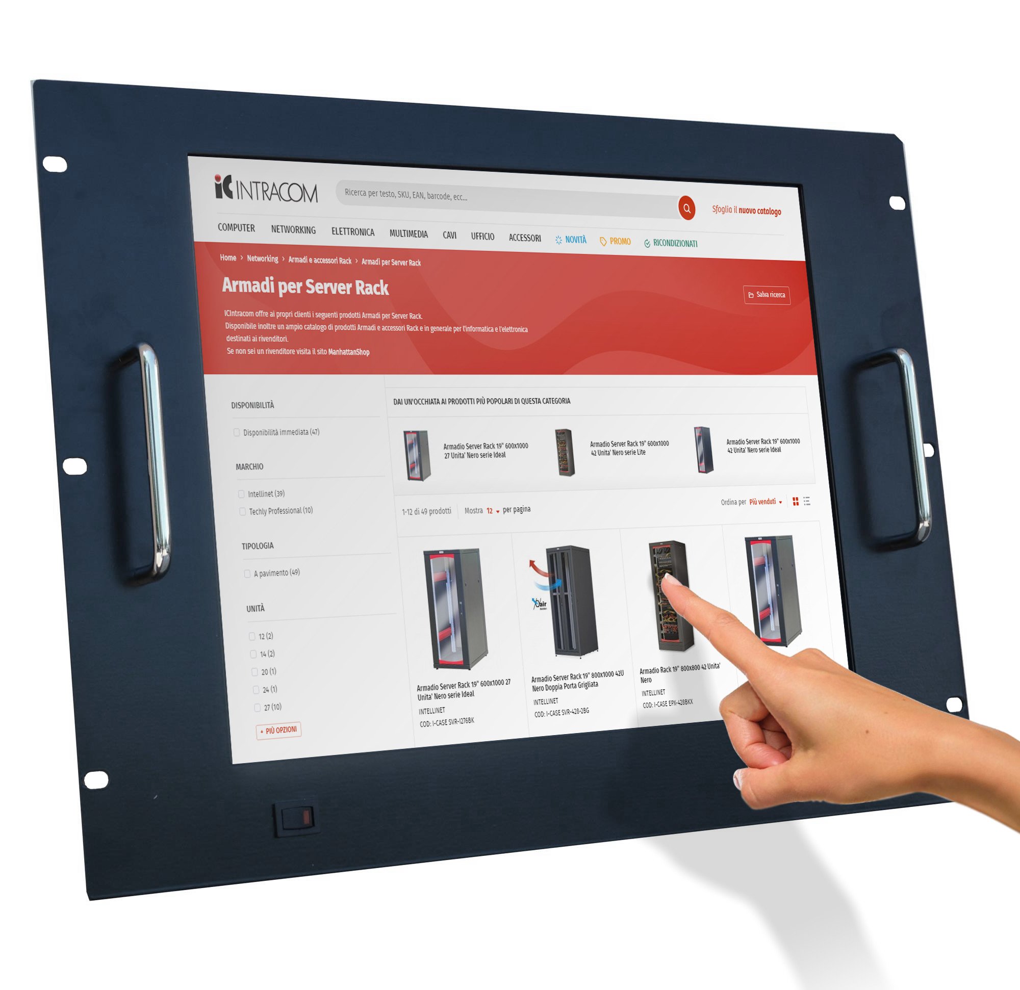 Monitor Touch Screen LCD da 17'' per Rack 19'' - Nero TECHLY PROFESSIONAL