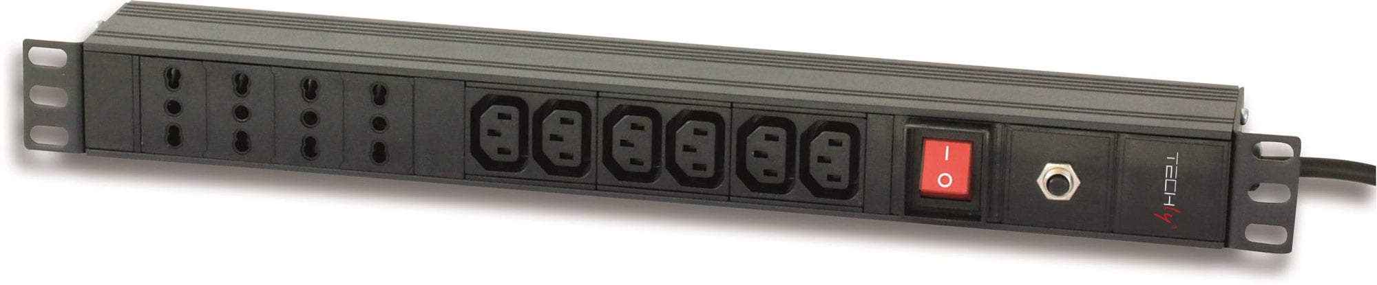 Multipresa Rack 19'' con Interruttore e 4 prese IT + 6 VDE TECHLY PROFESSIONAL