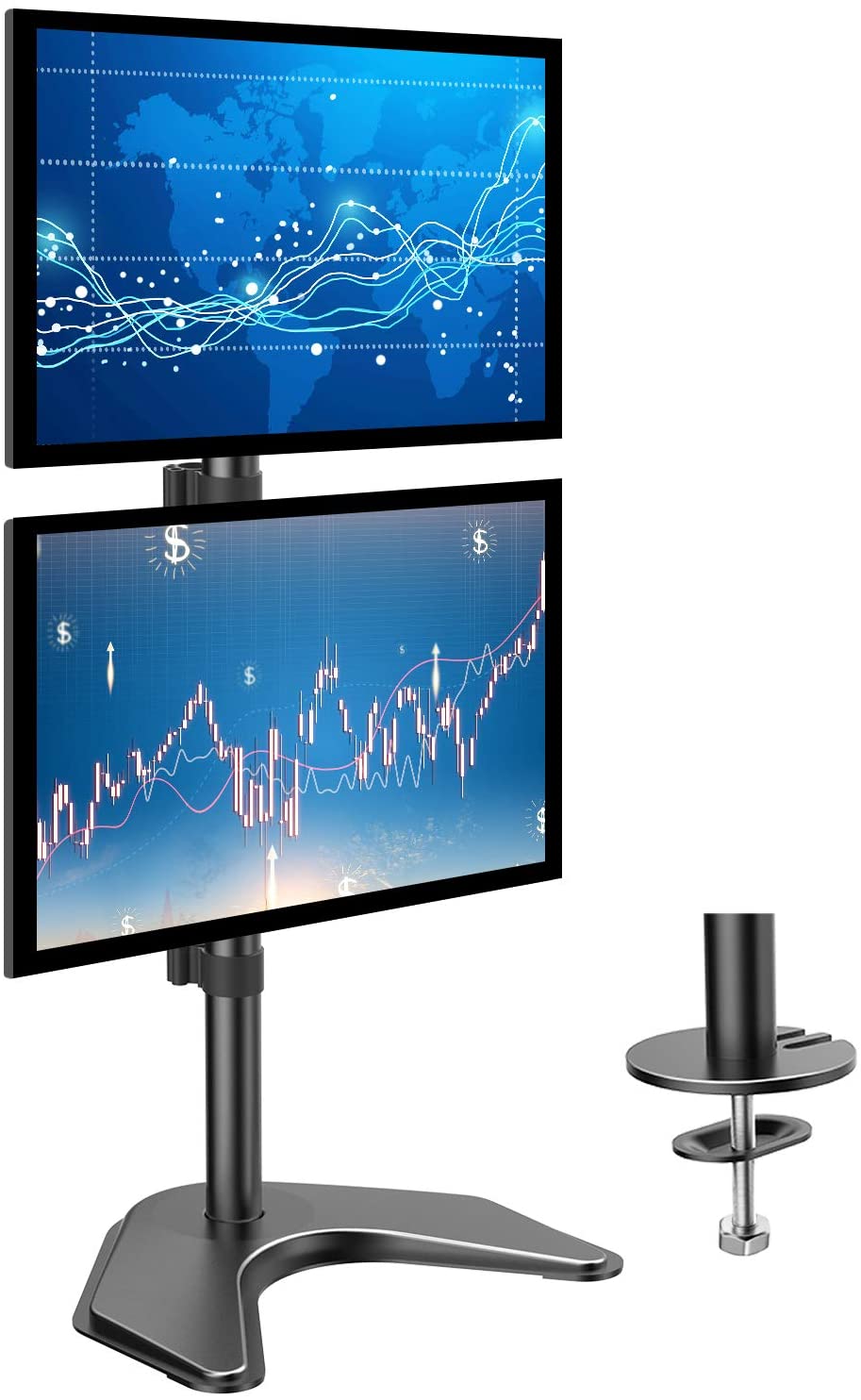 Supporto da Scrivania 2 Monitor 13-27'' Fissaggio con Base o Vite Passante TECHLY - immagine 6