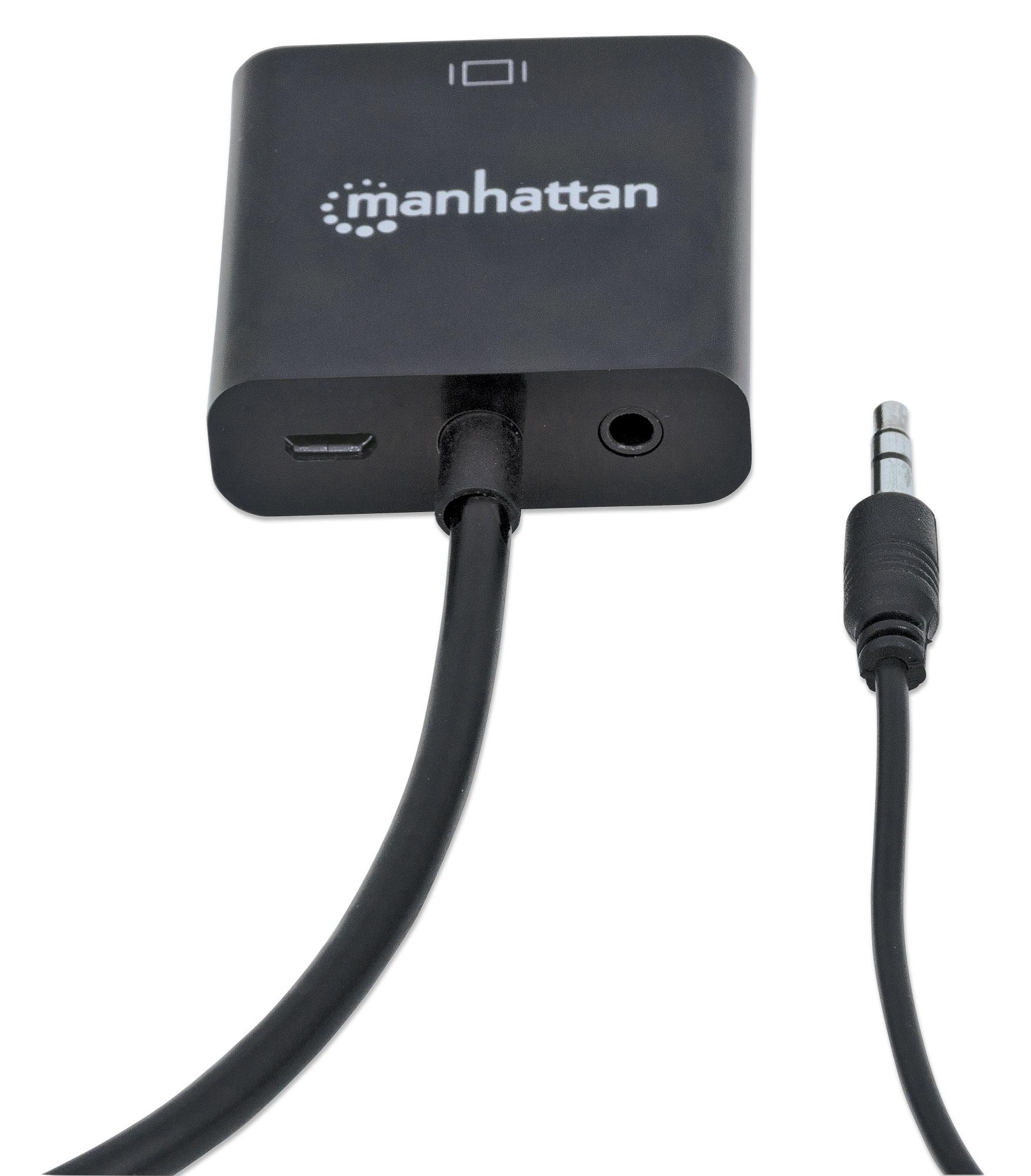 Cavo Convertitore da HDMI a VGA con Audio e MicroUsb 30cm Nero MANHATTAN - immagine 6