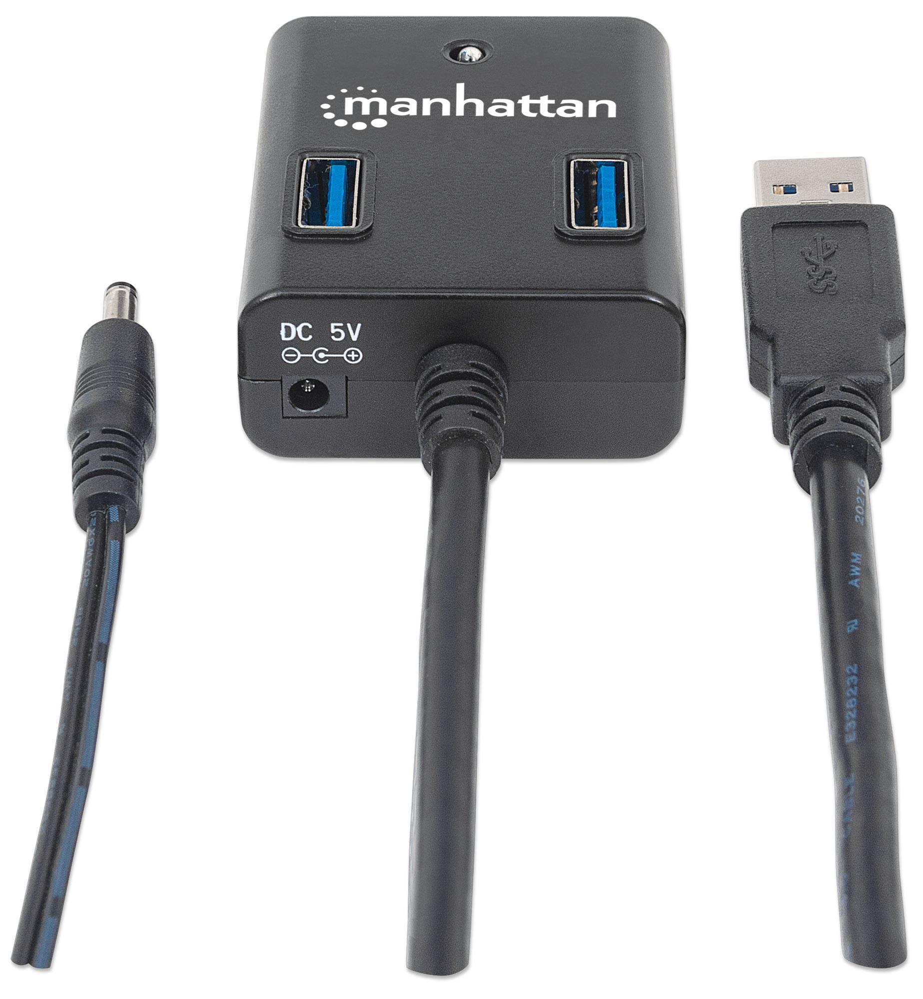 Hub USB 3.0 4 Porte con Alimentatore 5V 3A Nero MANHATTAN - immagine 6