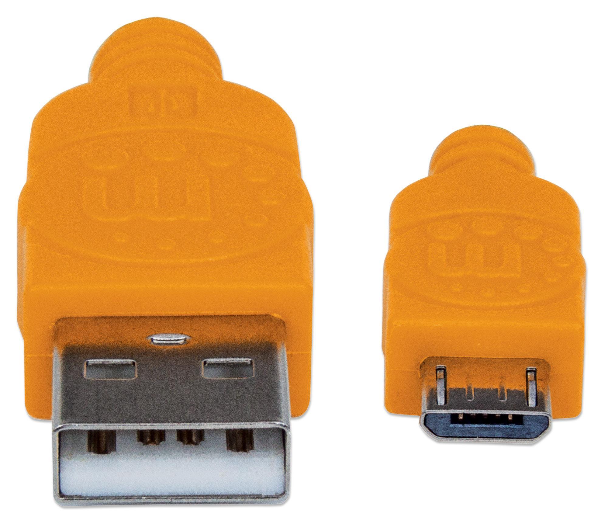 Cavo Micro USB Guaina Intrecciata USB/MicroUsb 1.8m Blu/Arancione MANHATTAN - immagine 6