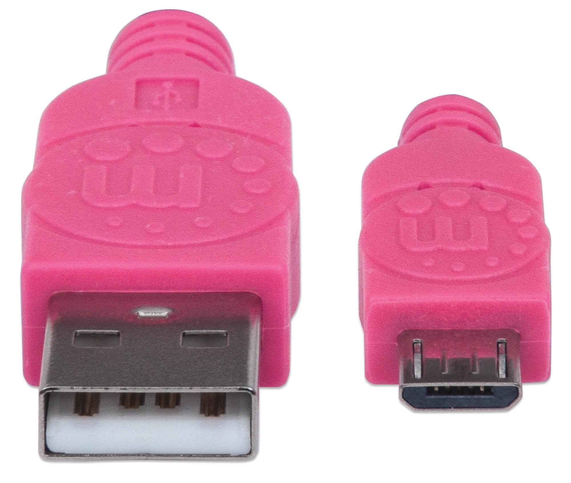 Cavo Micro USB Guaina Intrecciata USB/MicroUsb 1.8m Viola/Fucsia MANHATTAN - immagine 6
