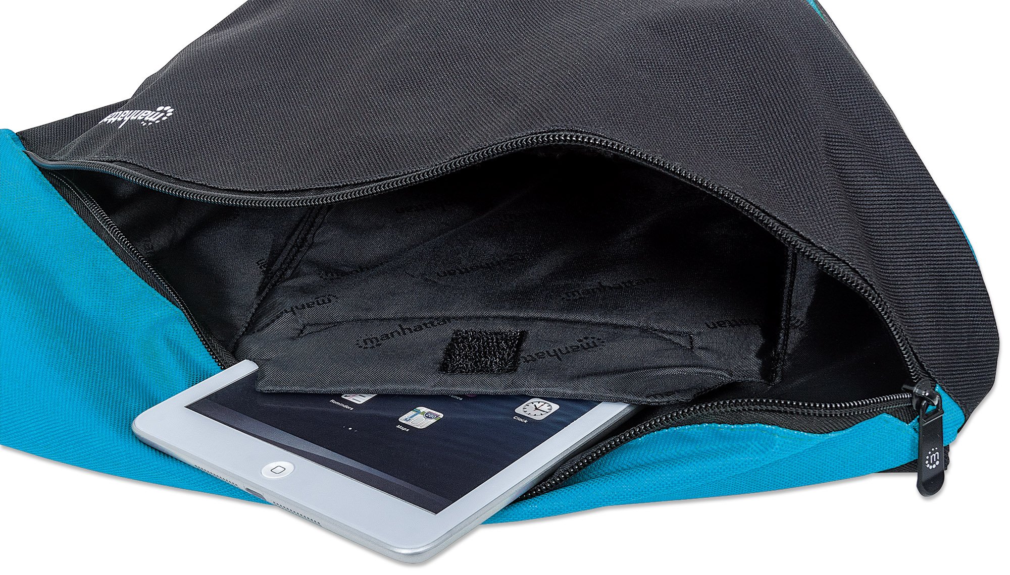Zainetto Monospalla per Tablet e Ultrabook fino a 12'' Nero/Azzurro MANHATTAN - immagine 6