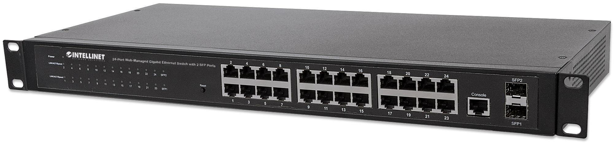 Switch 24 porte Web-Managed Gigabit Ethernet con 2 porte SFP INTELLINET - immagine 6
