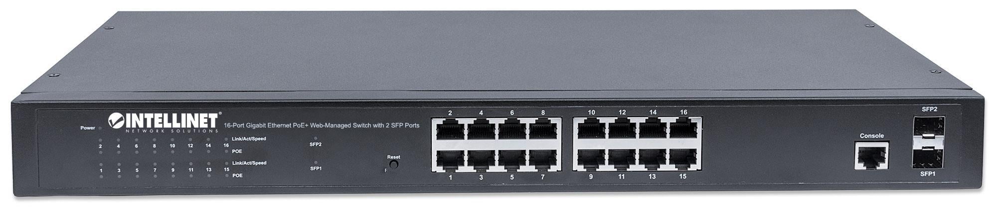 Switch 16 Porte Gigabit Ethernet PoE+ Web Managed con 2 Porte SFP INTELLINET - immagine 6