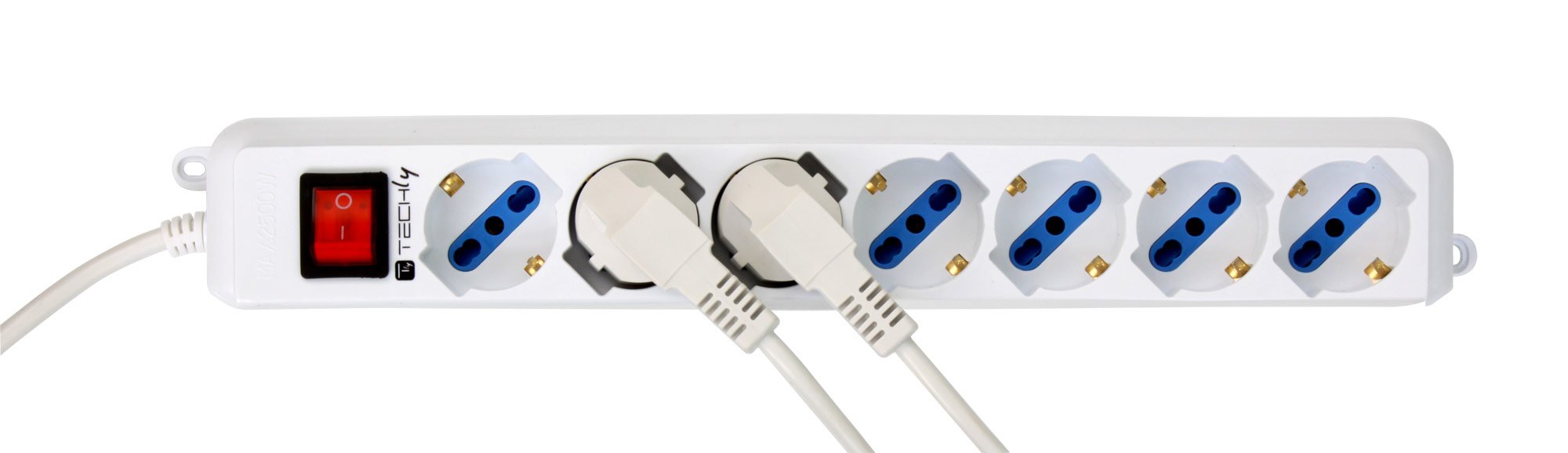 Multipresa 7 Posti Italiana Bipasso / Schuko TECHLY - immagine 5