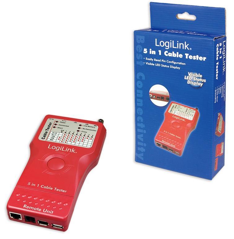 Tester di Rete per Cavi Firewire RJ45 Cat. 5 e 6, ISDN, USB e BNC LOGILINK - immagine 6