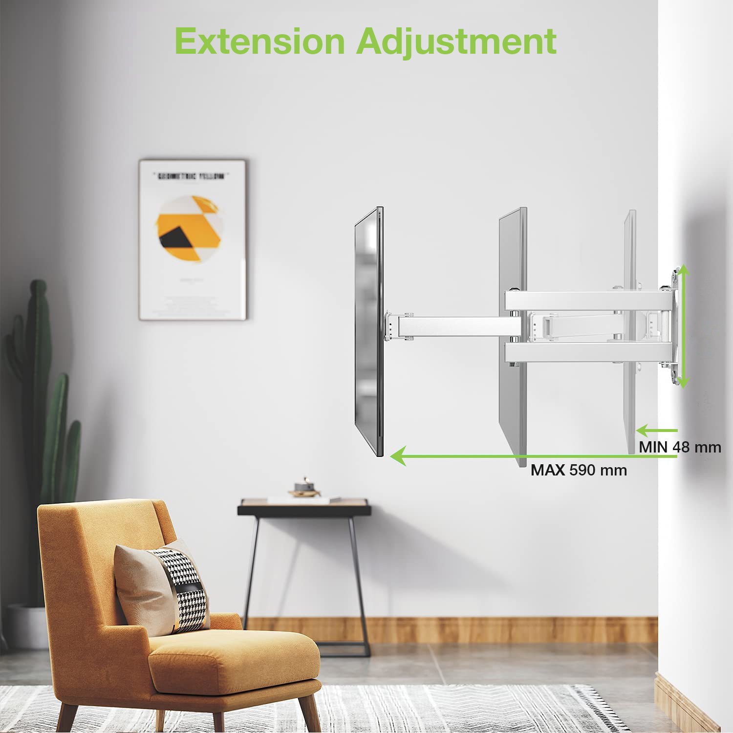 Supporto a Muro Ultra Slim per TV LED LCD 23-55'' Bianco TECHLY - immagine 6