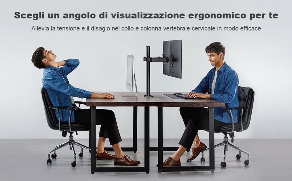Supporto Scrivania per 2 Monitor Regolabile - Diametro 48 mm TECHLY - immagine 6