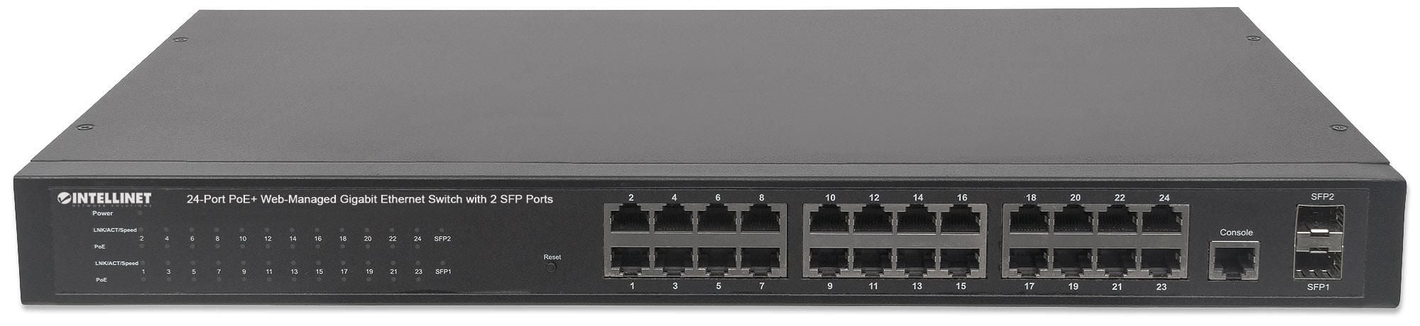 Switch PoE Gigabit Ethernet 24 Porte con 2 Porte SFP Web-Managed INTELLINET - immagine 6