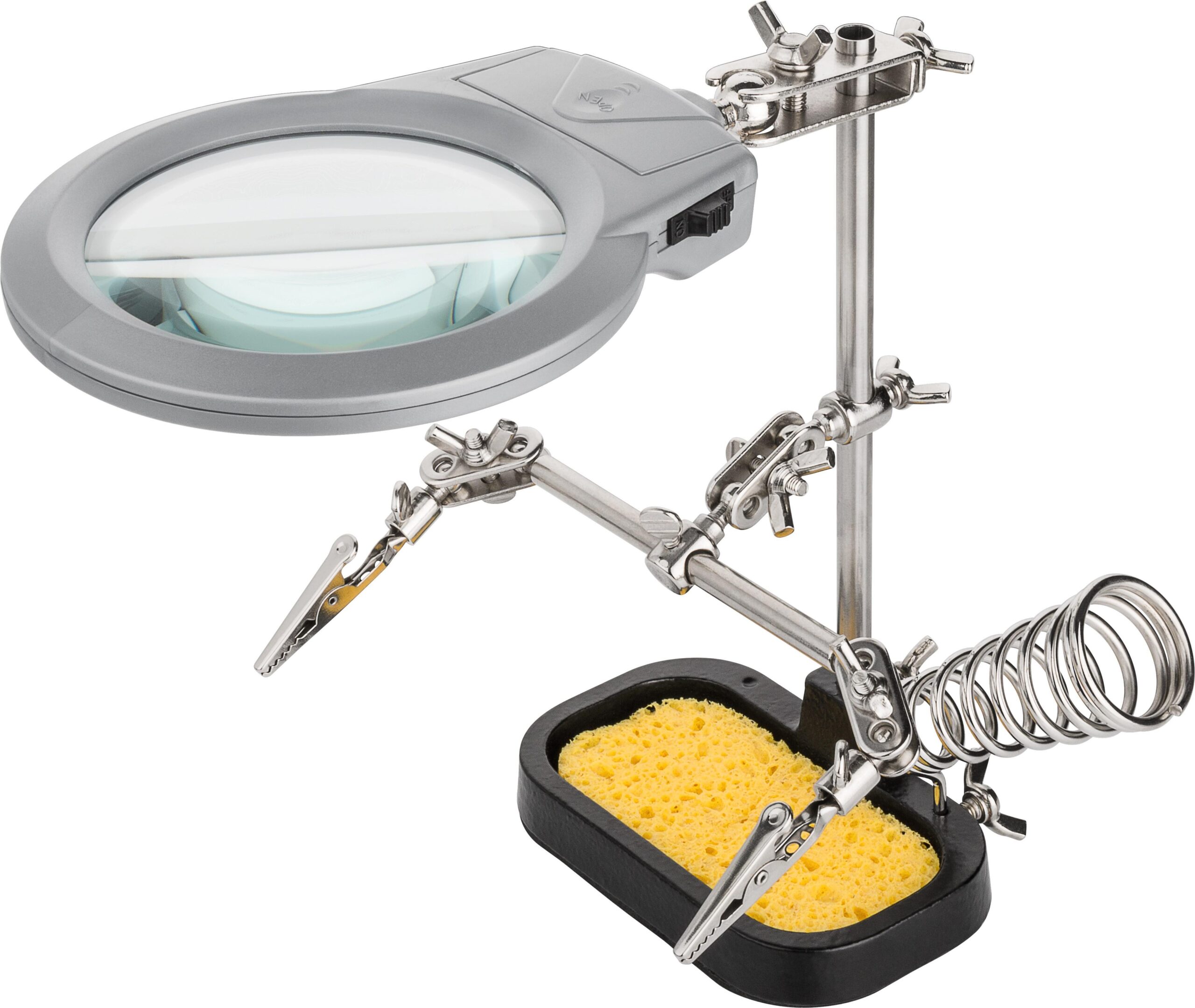 Supporto Saldatura a Tre Bracci con Lente LED e Spugna GOOBAY