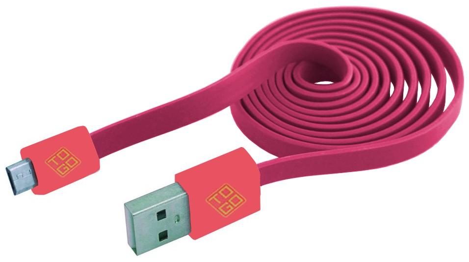 Cavo Flat USB AM a Micro USB M 1m A Rosa / Corallo BLUEDIAMOND TO GO