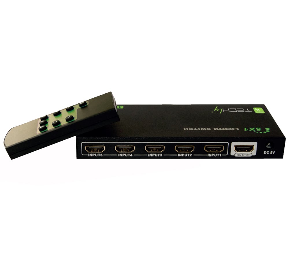 Switch HDMI 5 IN 1 OUT con Telecomando 4K UHD 3D TECHLY