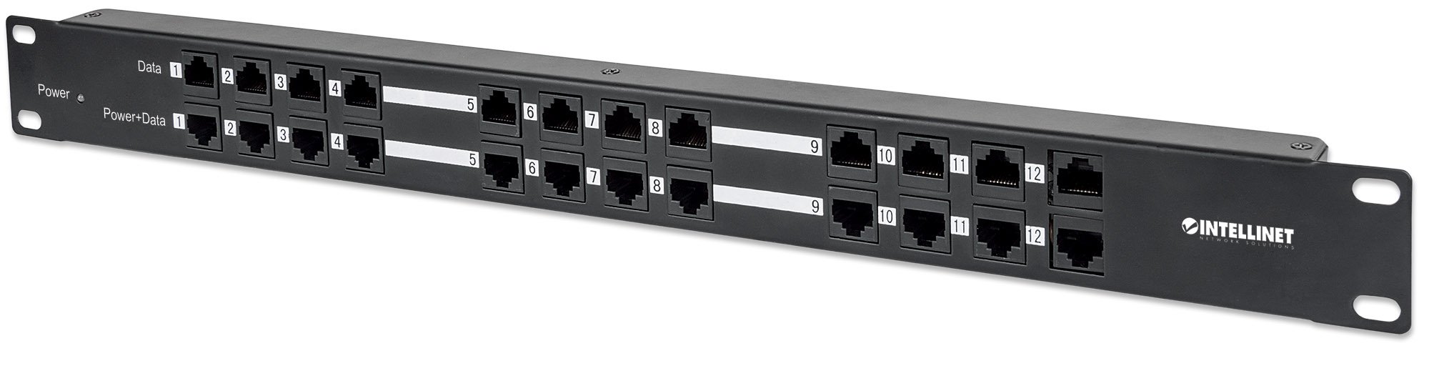 Pannello Patch PoE Passivo 12 Porte con Alimentatore INTELLINET