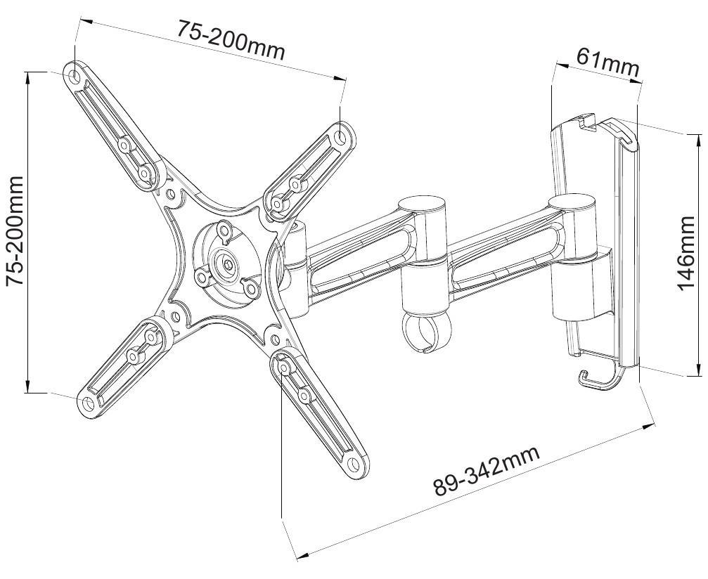 Supporto a Muro per TV LED LCD 13 - 37'' Inclinabile 3 Snodi Nero TECHLY - immagine 7