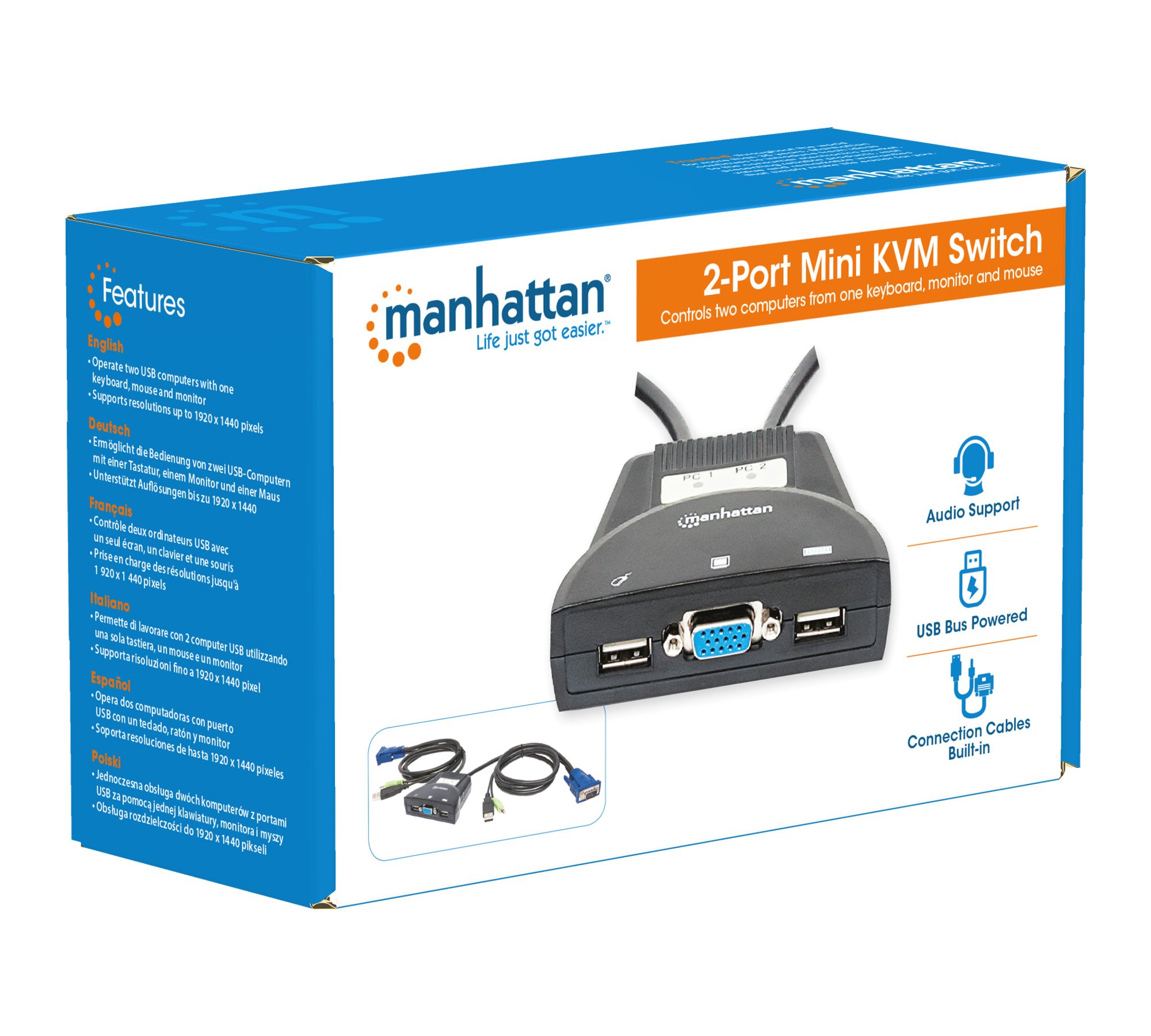 Switch KVM Mini 2 Port USB con Audio MANHATTAN - immagine 7