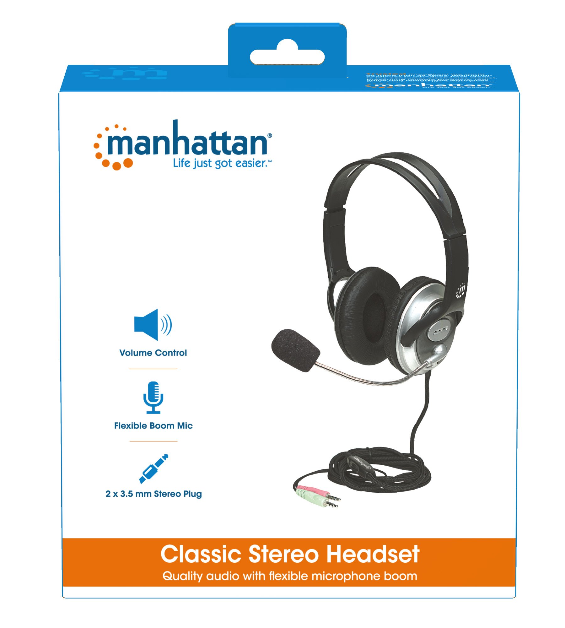 "Cuffia Stereo con Microfono - Design Classico 2x3.5mm" MANHATTAN - immagine 7