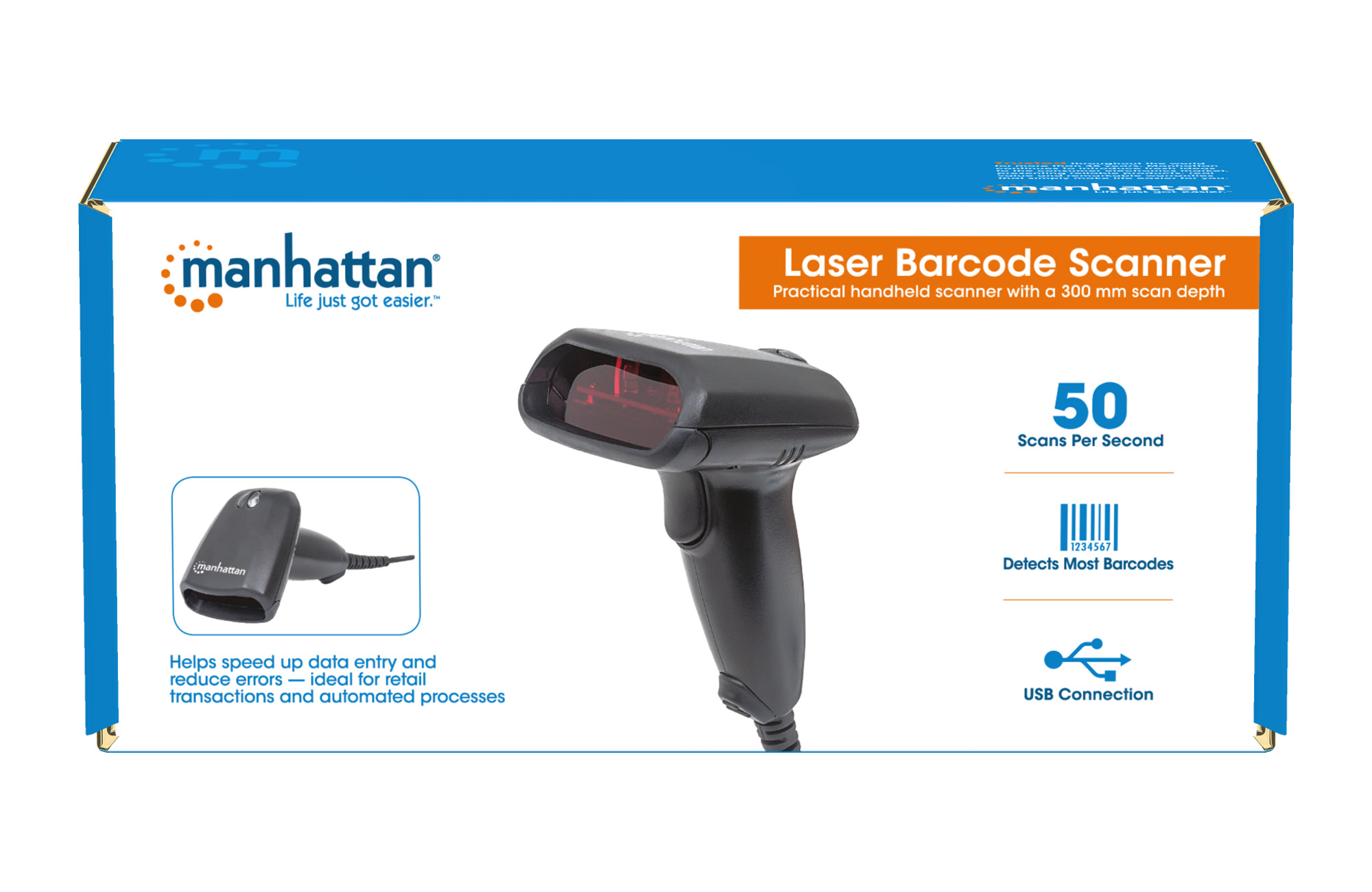 Lettore Laser Barcode USB Nero MANHATTAN - immagine 7