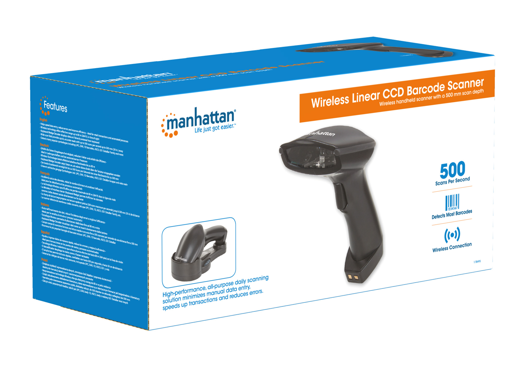 Barcode Scanner CCD Senza Fili Bluetooth MANHATTAN - immagine 7