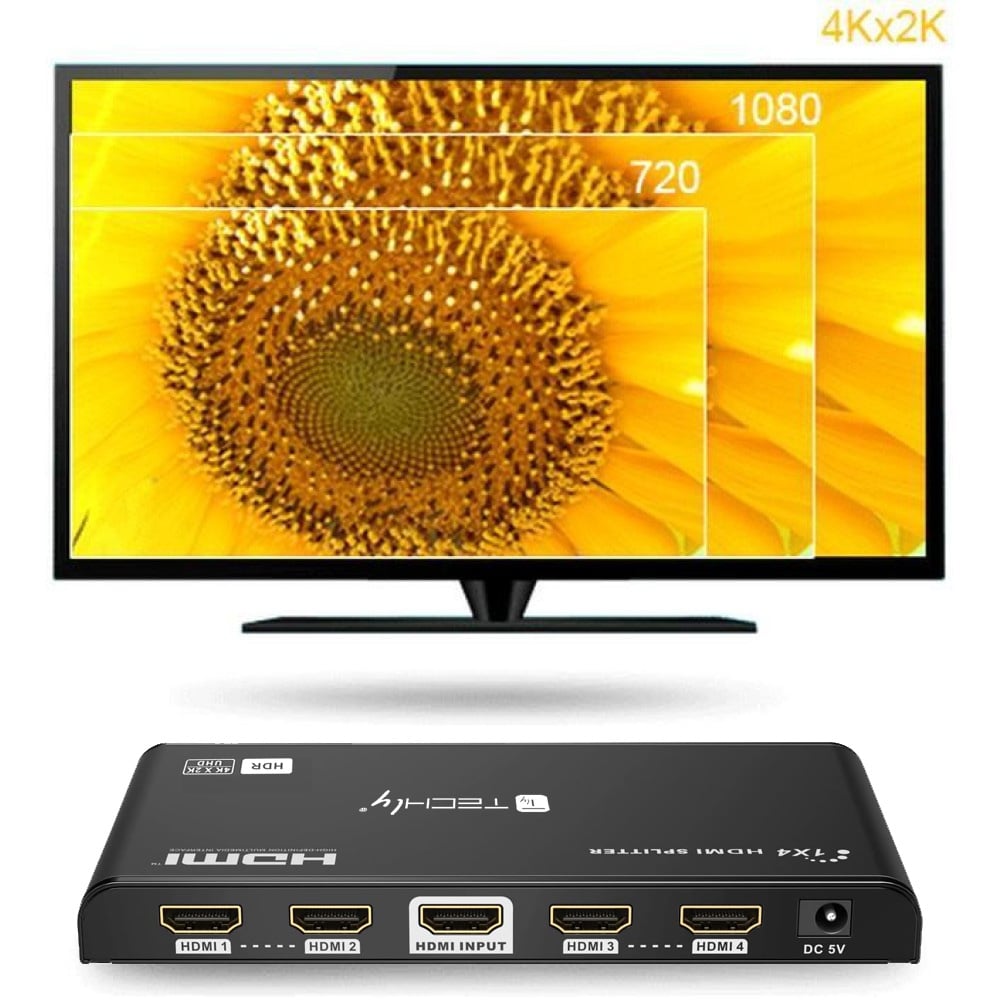 Splitter HDMI 4K 60Hz HDR 3D 4 vie TECHLY - immagine 7