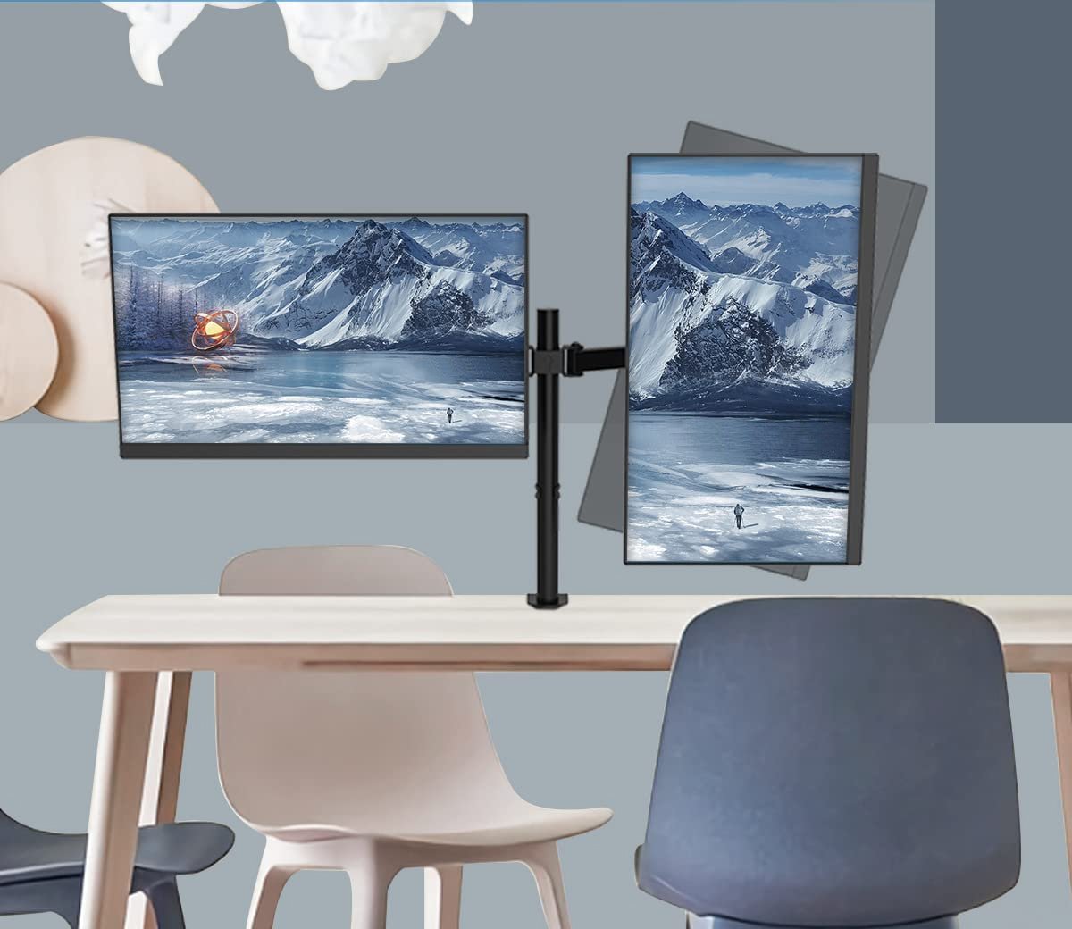 Supporto Scrivania per 2 Monitor Regolabile - Diametro 48 mm TECHLY - immagine 7