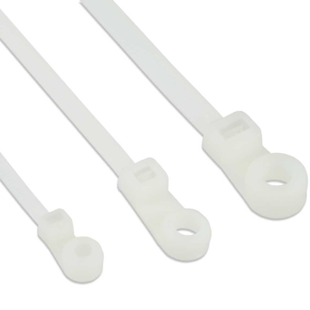 Fascette Fermacavi con Occhiello 300x4,8mm in Nylon 100pz Bianco TECHLY