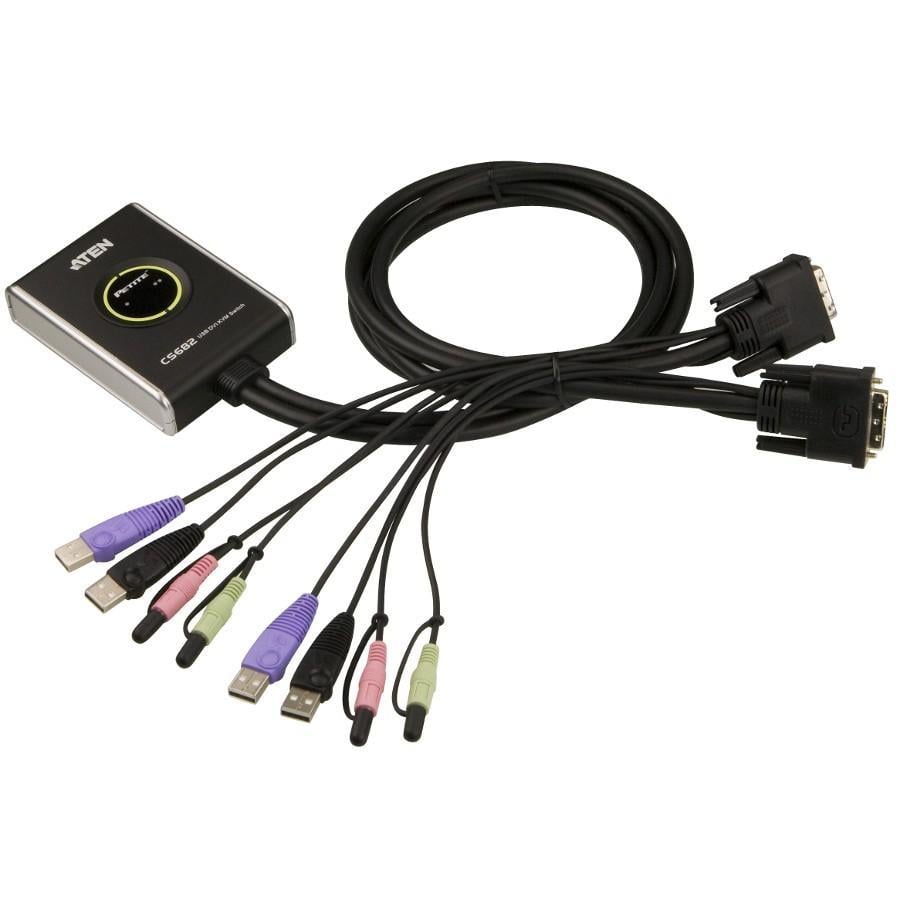 Switch KVM Mini USB DVI con Audio e Microfono: CS682 ATEN