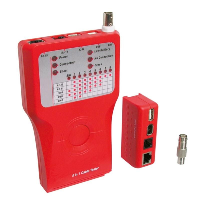 Tester di Rete per Cavi Firewire RJ45 Cat. 5 e 6, ISDN, USB e BNC LOGILINK