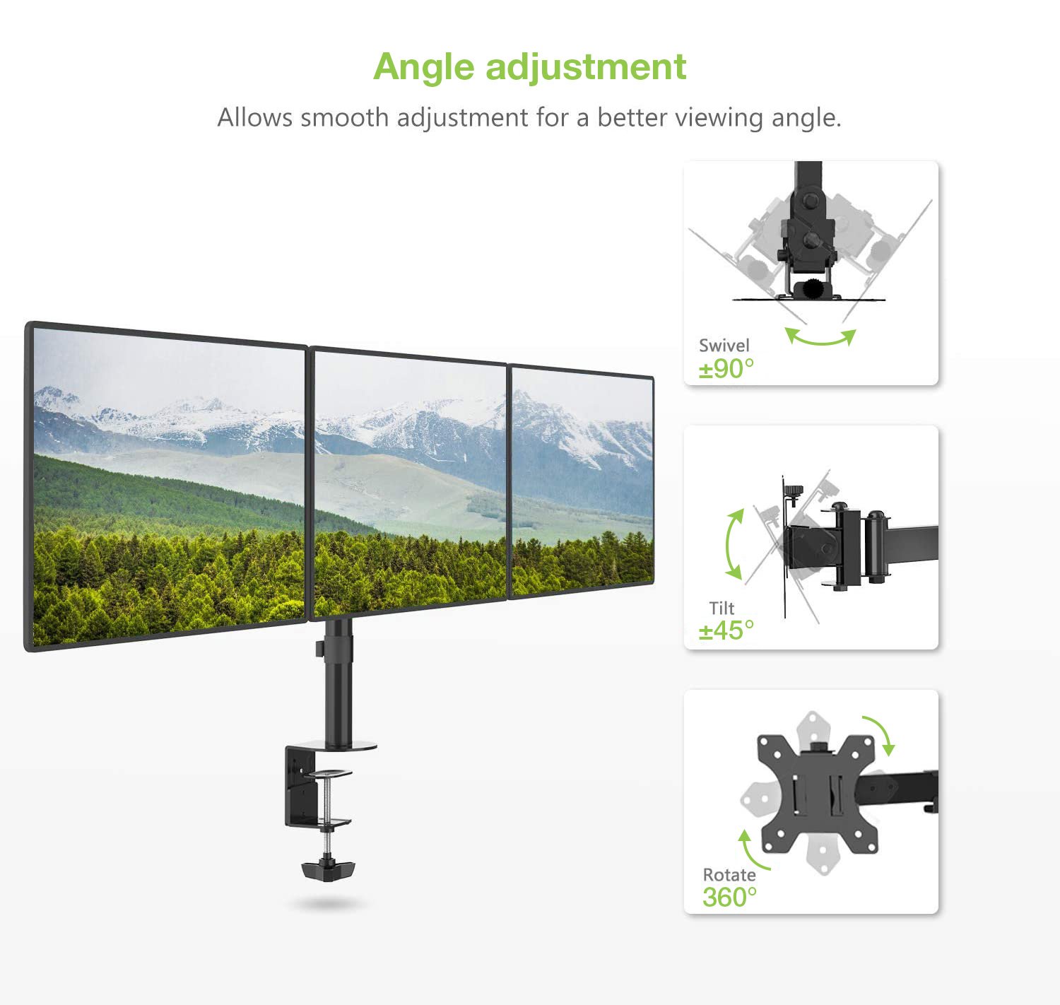 Supporto Scrivania Triple Monitor Clamp 13-24'' TECHLY - immagine 8