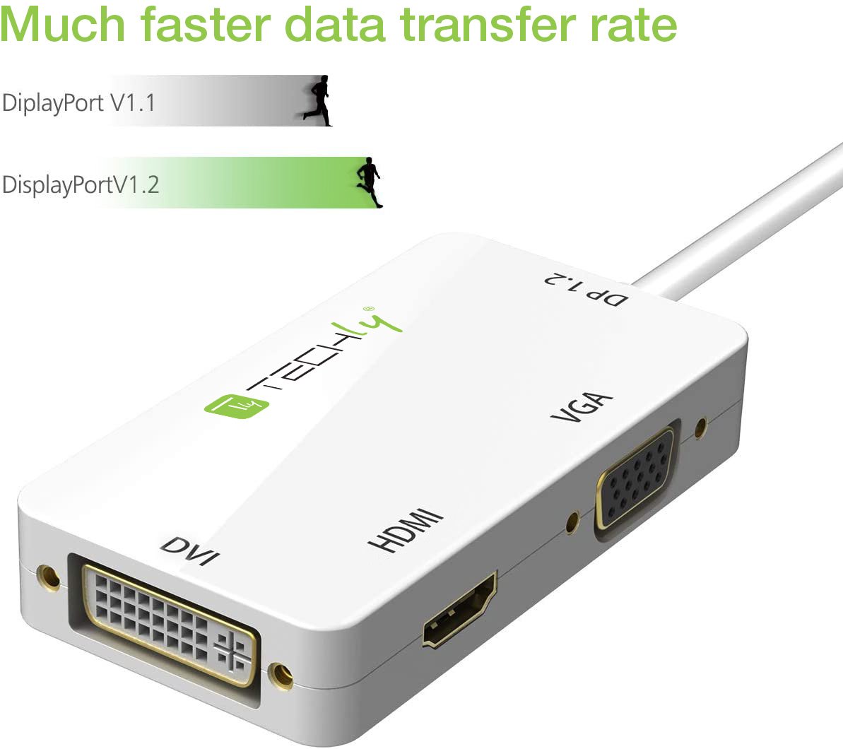 Adattatore 3 in 1 Mini DisplayPort 1.2 (Thunderbolt) a HDMI/DVI/VGA TECHLY - immagine 7