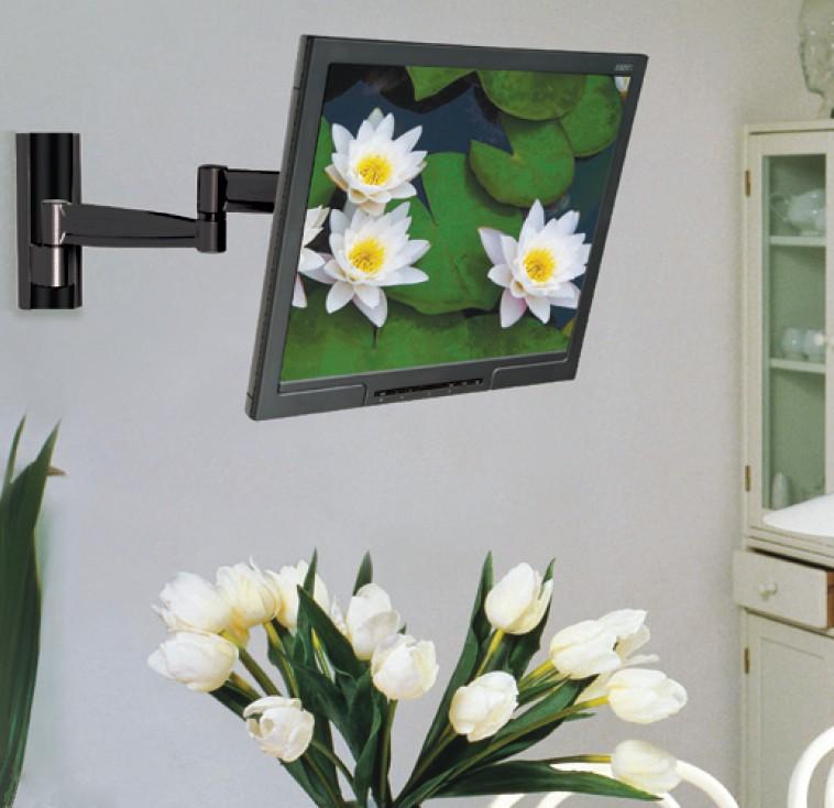 Supporto a Muro per TV LED LCD 13 - 37'' Inclinabile 3 Snodi Nero TECHLY - immagine 8