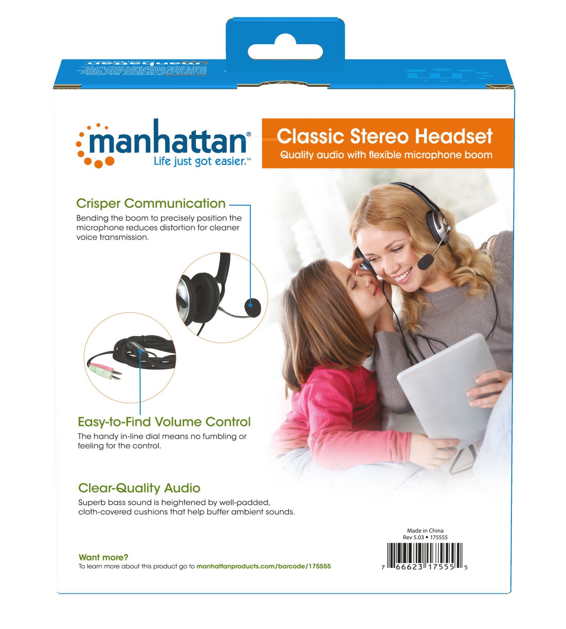 "Cuffia Stereo con Microfono - Design Classico 2x3.5mm" MANHATTAN - immagine 8