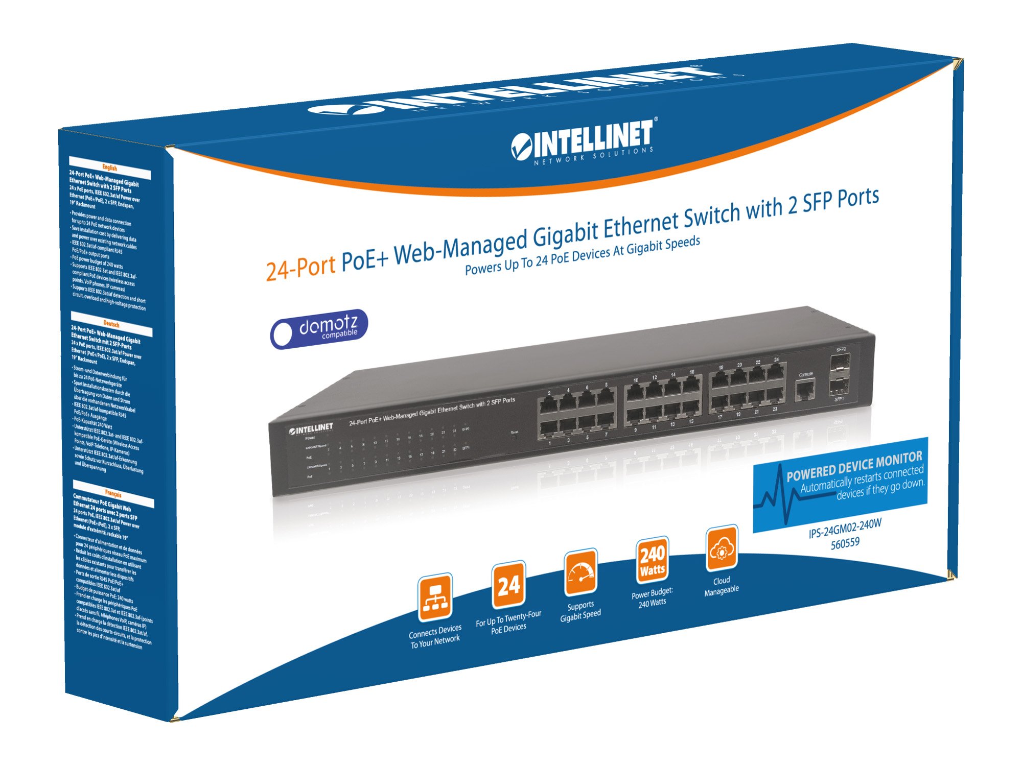Switch PoE Gigabit Ethernet 24 Porte con 2 Porte SFP Web-Managed INTELLINET - immagine 8