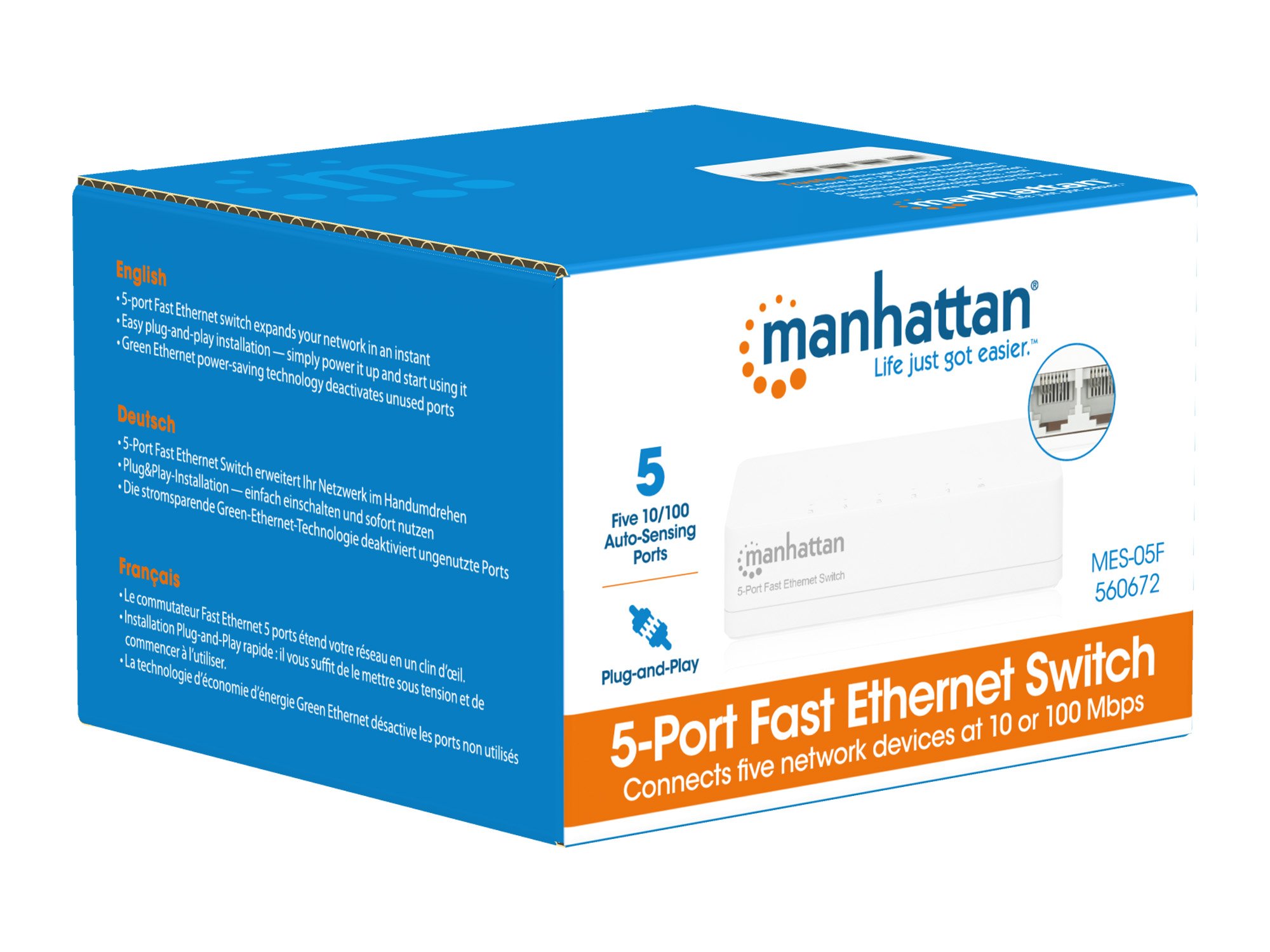 Hub Switch Office: 5 Porte Fast Ethernet 10/100 Mbps MANHATTAN - immagine 8