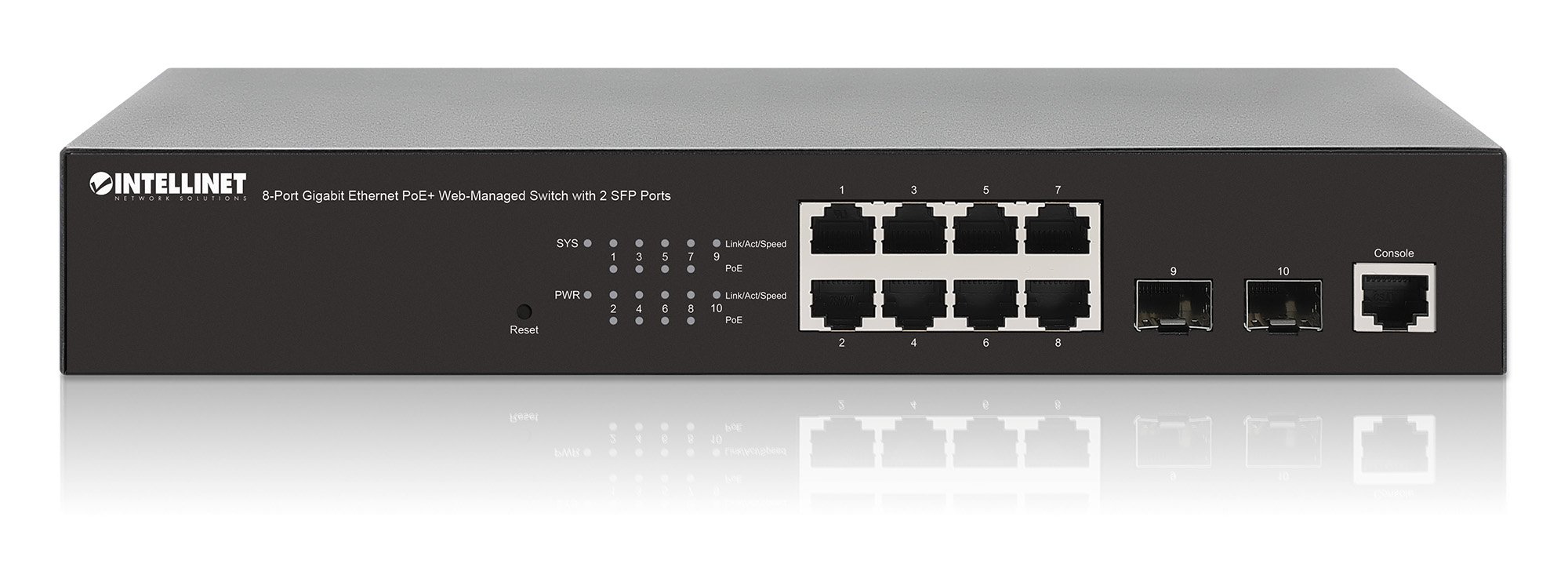 Switch Gigabit Ethernet 8 Porte PoE+ Web-Managed con 2 porte SFP INTELLINET - immagine 8
