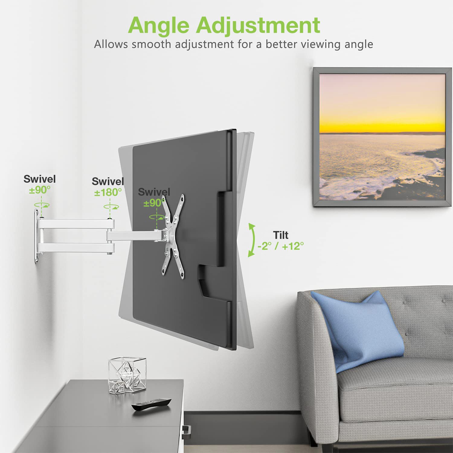 Supporto a Muro Ultra Slim per TV LED LCD 23-55'' Bianco TECHLY - immagine 7