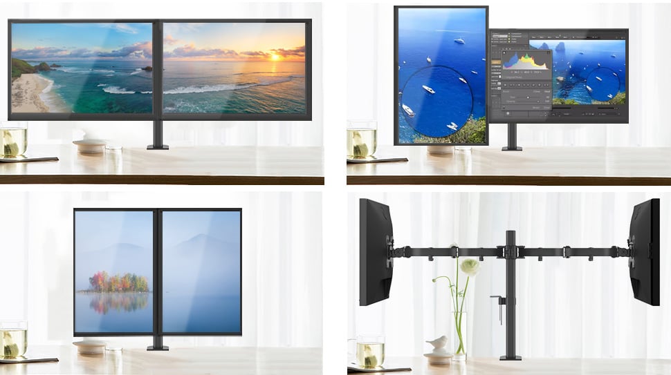 Supporto Scrivania per 2 Monitor Regolabile - Diametro 48 mm TECHLY - immagine 8