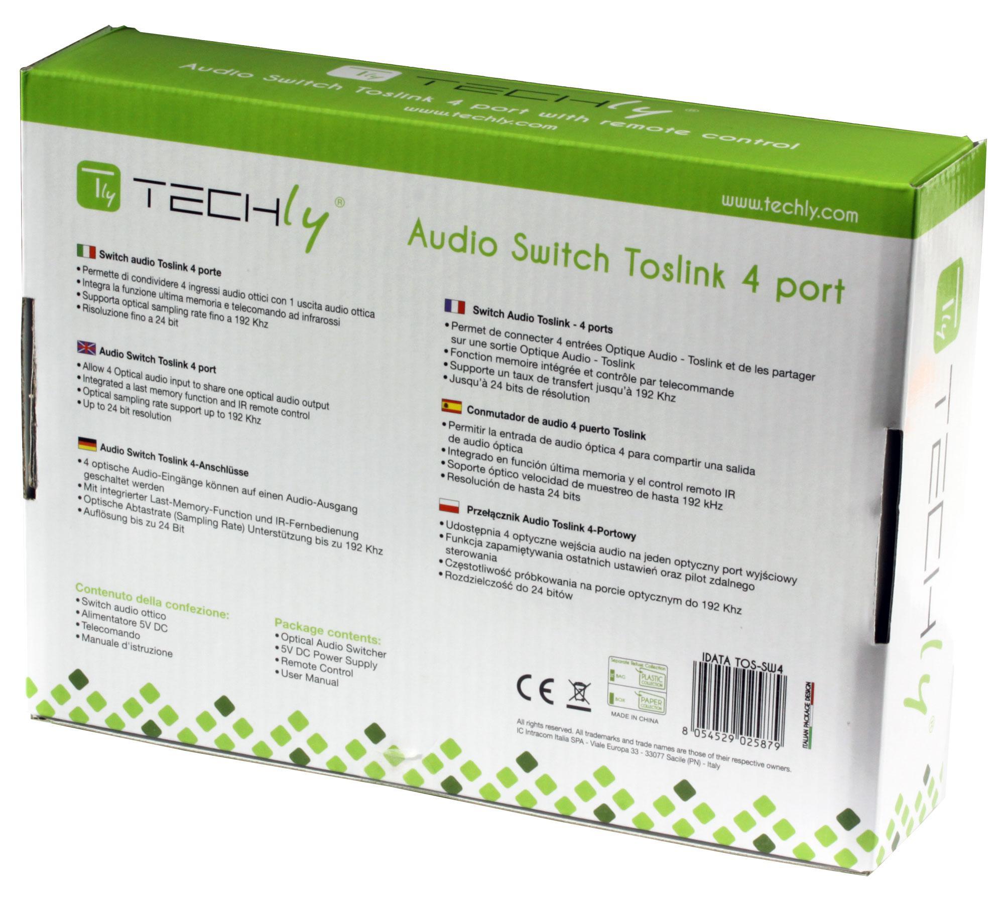 Switch Audio Toslink 4 Porte con Telecomando IR TECHLY - immagine 6