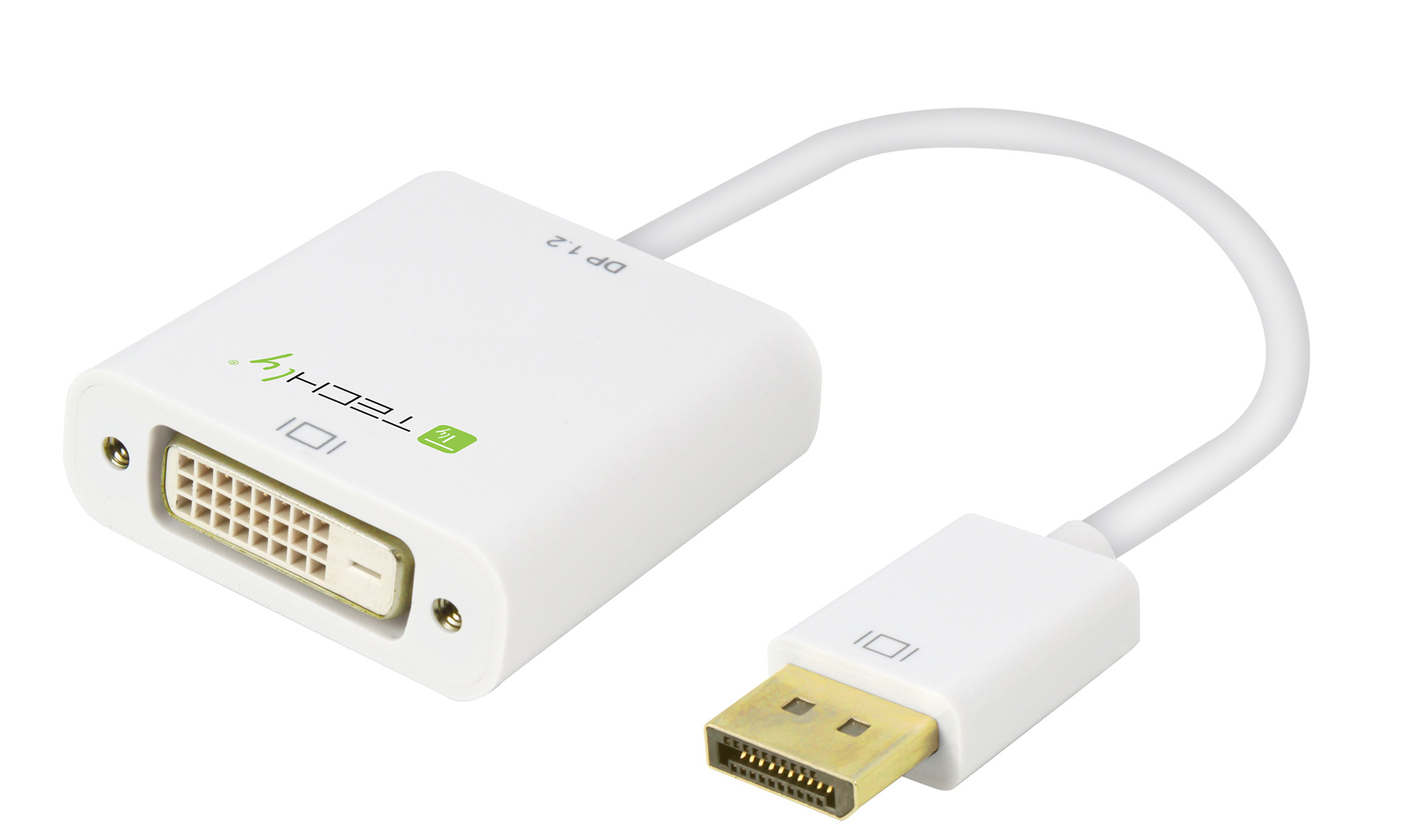 Adattatore DisplayPort 1.2 Maschio / DVI Femmina 15cm Bianco TECHLY