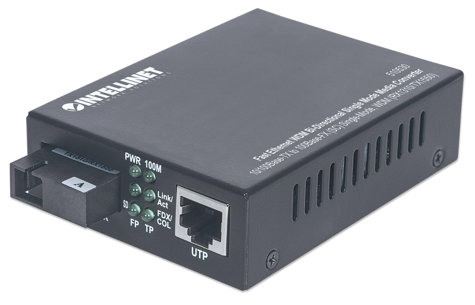 Convertitore per Supporti WDM RX1310/TX1550 Fast Ethernet Fibra INTELLINET