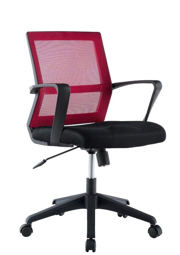 Sedia per Ufficio con Schienale Medio Nero/Bordeaux TECHLY
