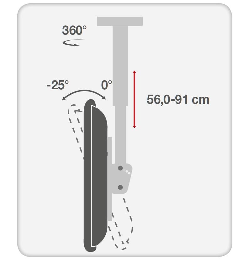 Supporto Telescopico Universale a Soffitto per TV LED LCD 32-55'' TECHLY - immagine 9
