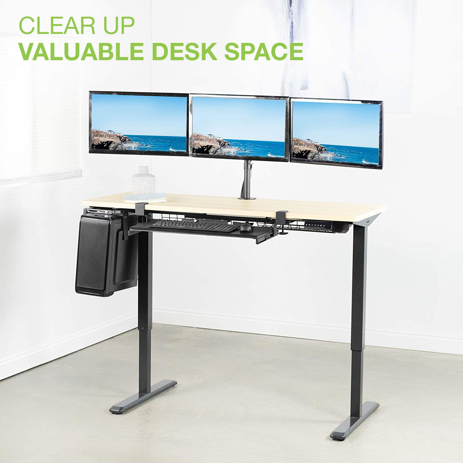 Supporto Scrivania Triple Monitor Clamp 13-24'' TECHLY - immagine 9