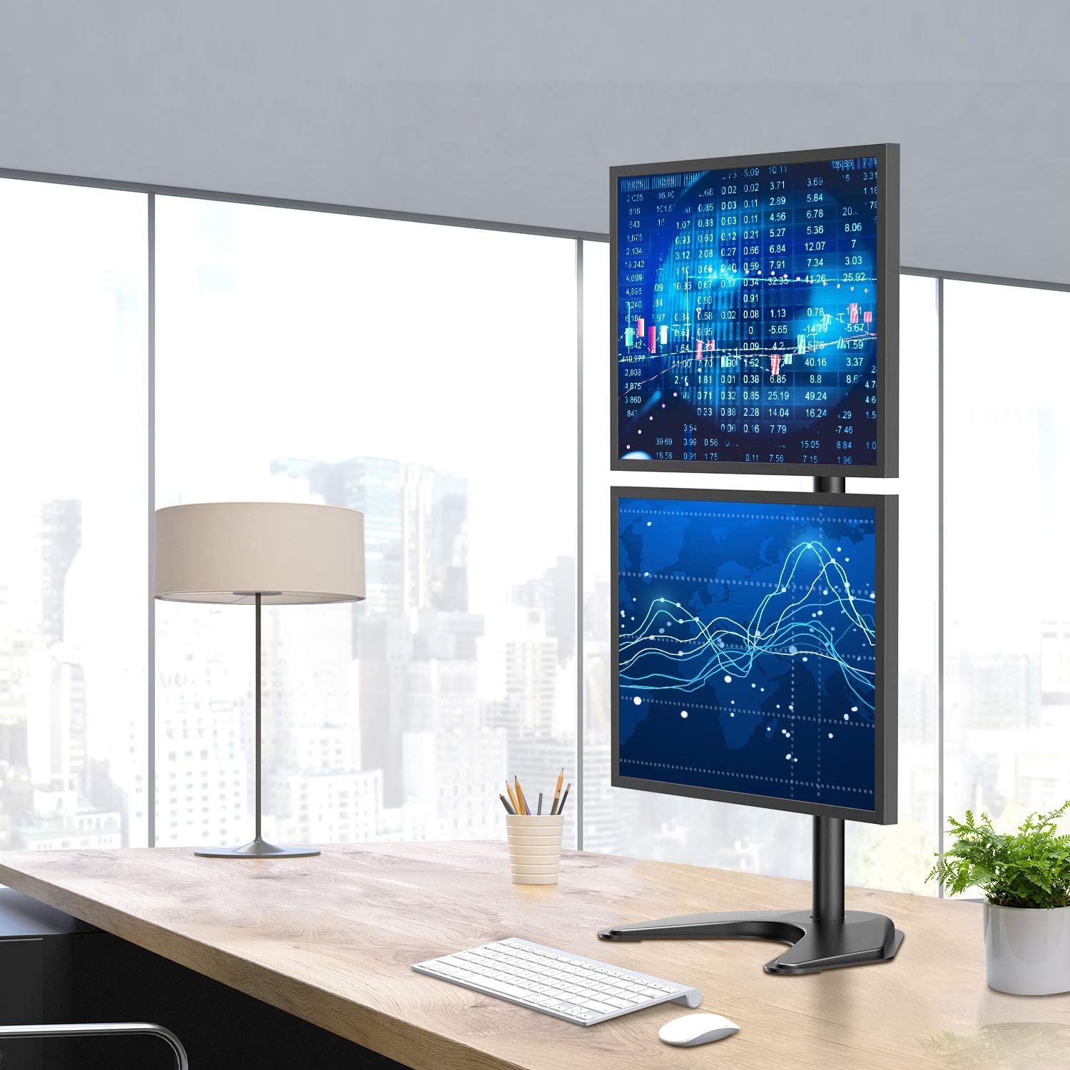 Supporto da Scrivania 2 Monitor 13-27'' Fissaggio con Base o Vite Passante TECHLY - immagine 9
