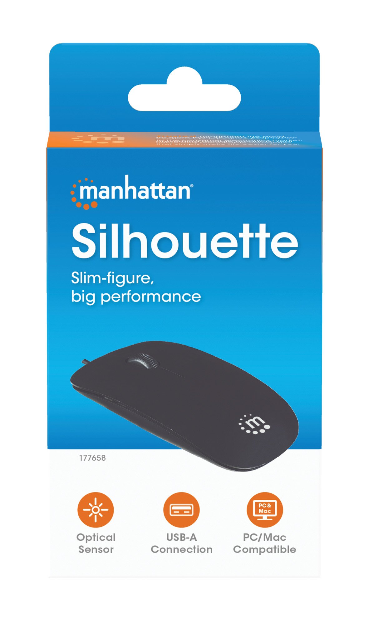 Mini Mouse Ottico USB Nero con Cavo Silhouette da 1,2m MANHATTAN - immagine 9