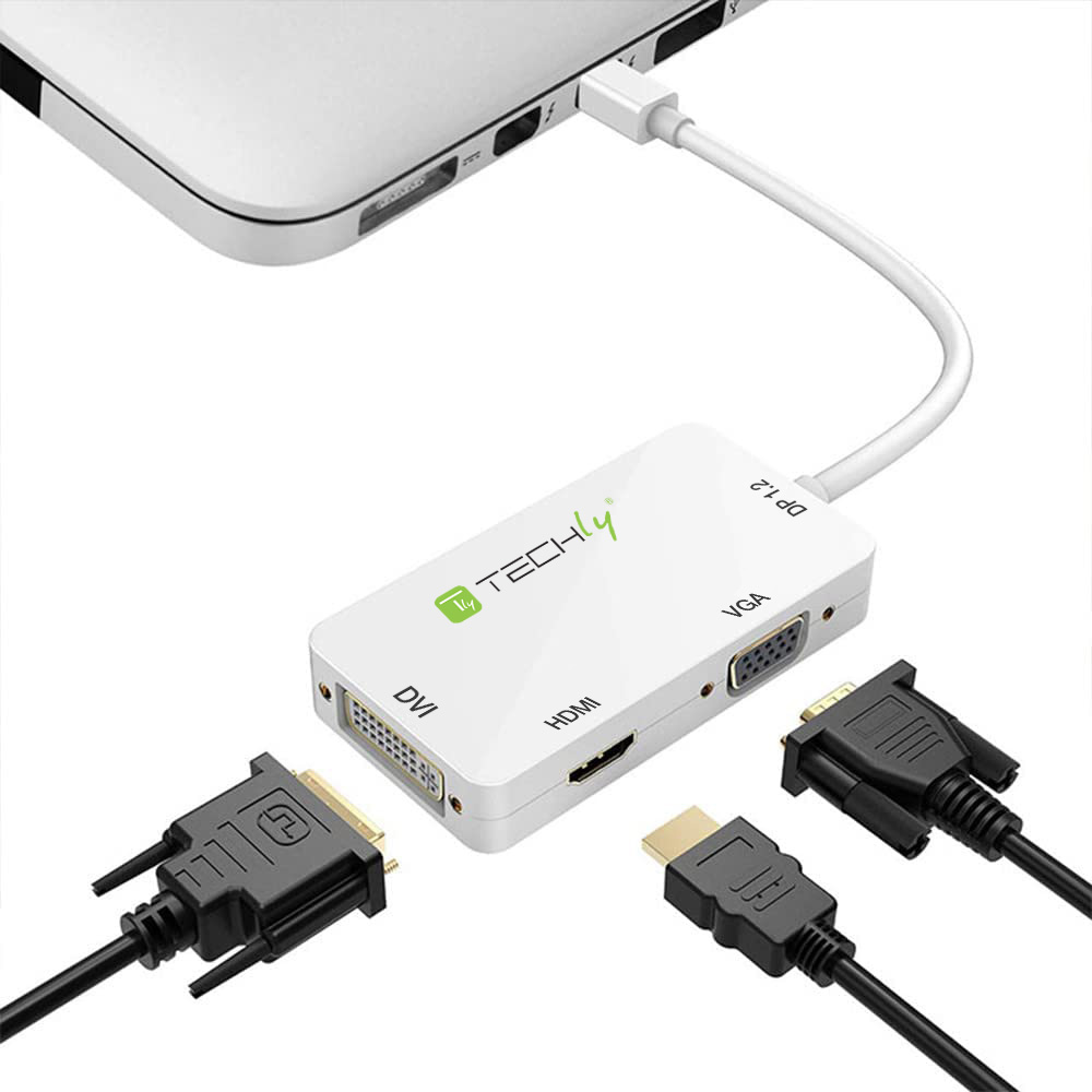 Adattatore 3 in 1 Mini DisplayPort 1.2 (Thunderbolt) a HDMI/DVI/VGA TECHLY - immagine 8